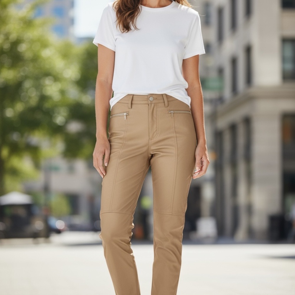Stylish Tan Women's Leather Pants